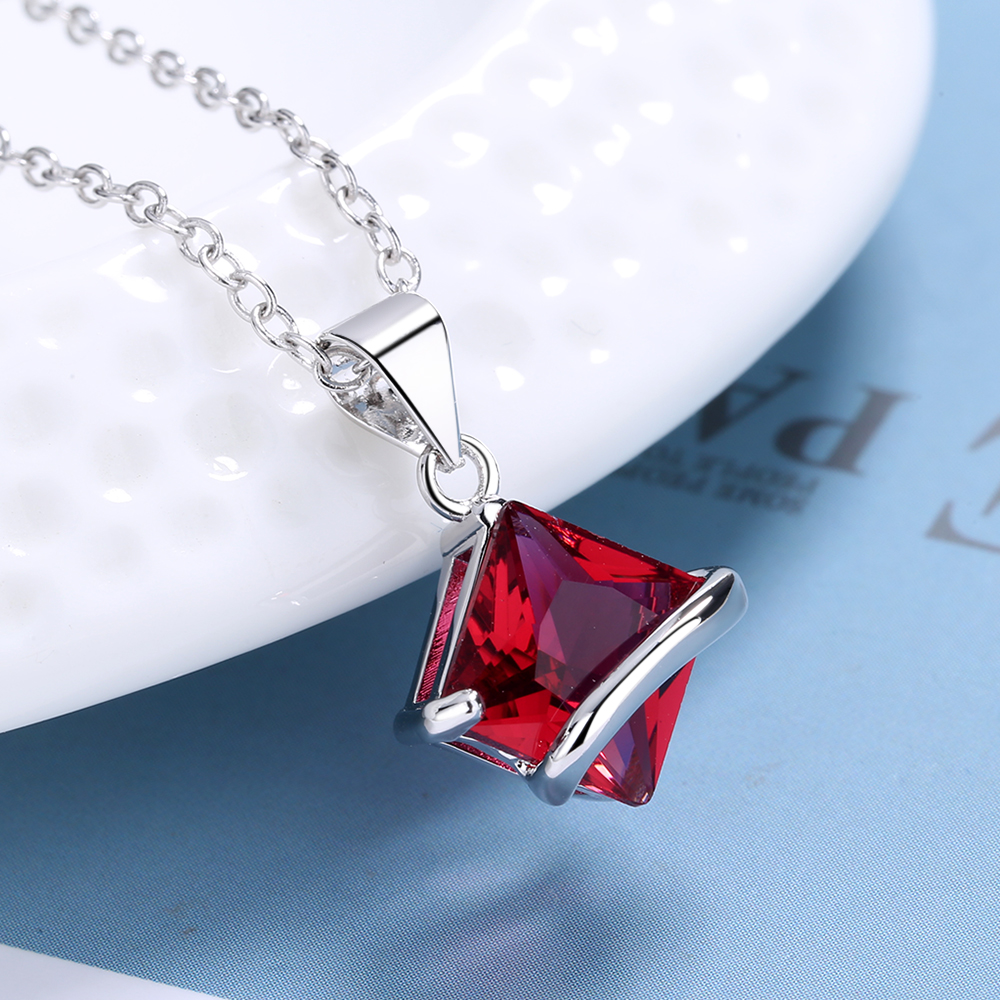 Sterling Silver Ruby Necklace - Gallery 2