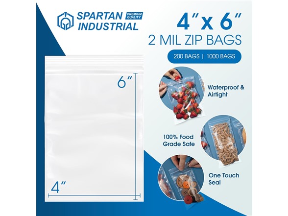Spartan 2 Mil Reclosable Zip Poly Bags