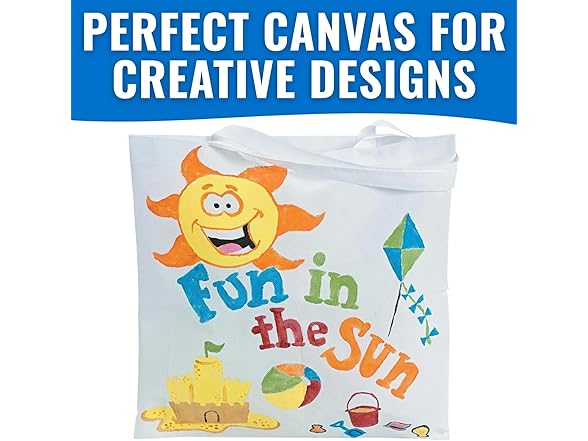 Fun Express DIY Poly Nonwoven White Tote Bags