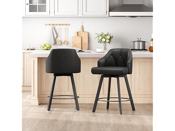 Tatub 26" Swivel Leather Bar Stools Set