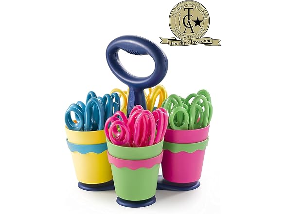 Westcott School Scissor Caddy and Kids Scissors, 24 Scissors