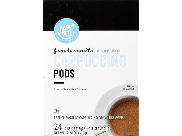 24CT Happy Belly Cappuccino Coffee Pods Light Roast