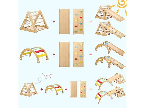 Hipicute 3 In 1 Wooden Climbing Toys