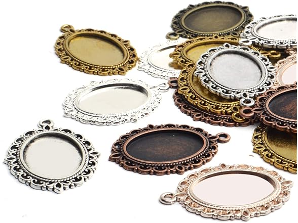 Jdesun Bezel Trays,24pcs Oval Pendant
