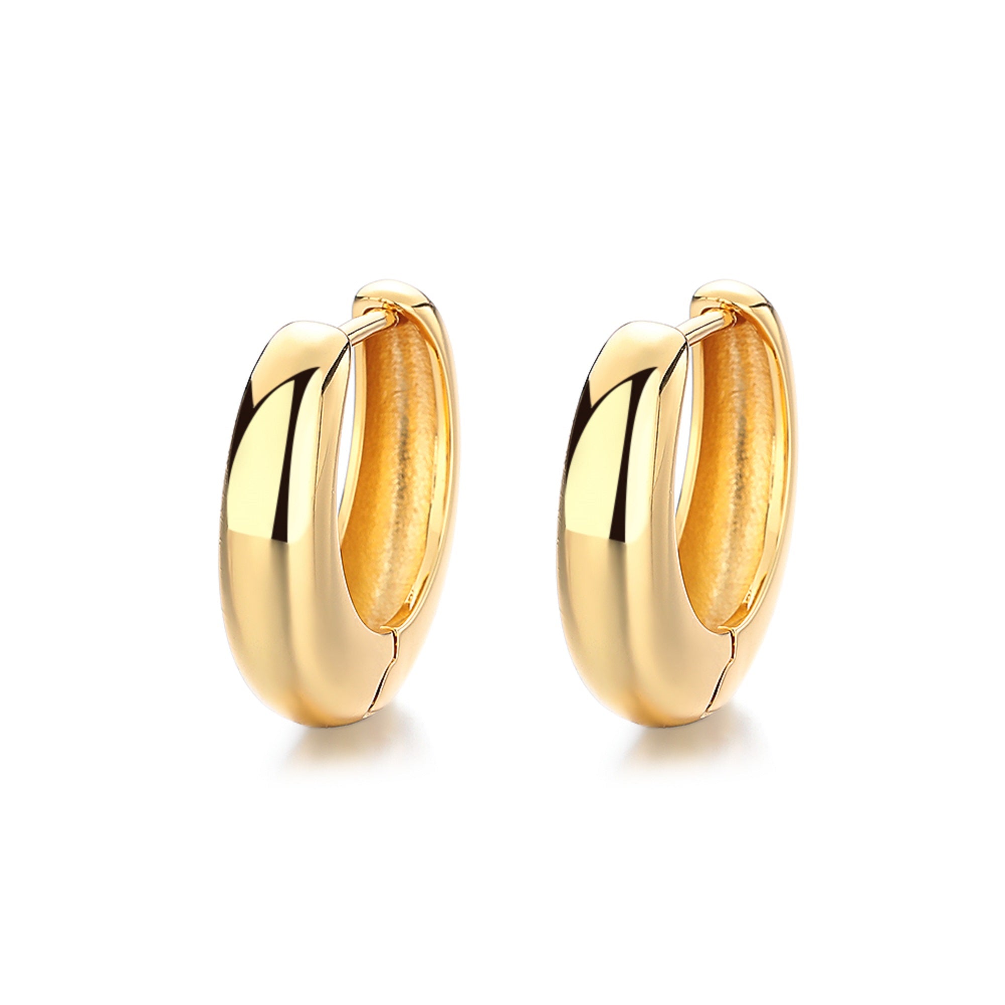 Gold Plated Petite Hoop Huggie Earring - Gallery 6