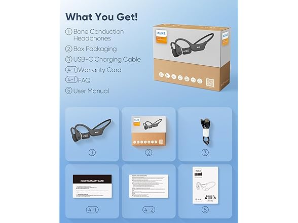 KLKE Open-Ear Bone Conduction Headphones
