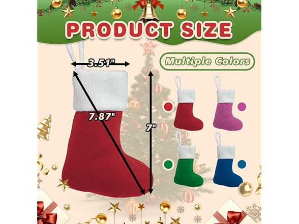 12Pack Mini Christmas Stockings 7" Traditional Xmas Stocking