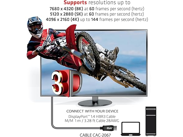 Club3D DisplayPort to DisplayPort 1.4/Hbr3 M/M Cable