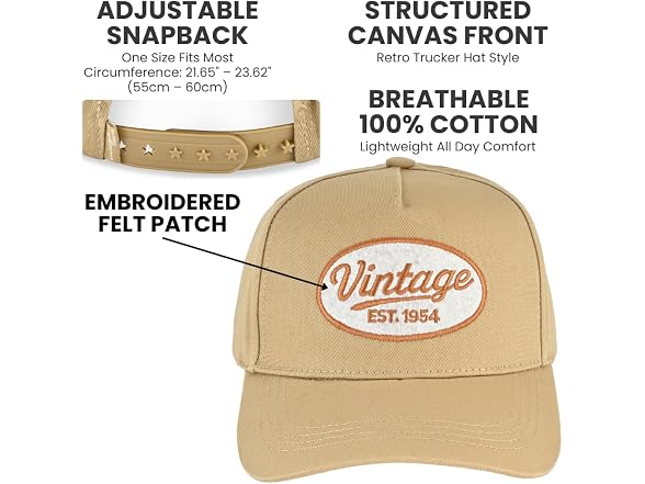 Vintage Embroidered Patch Snapback Cap