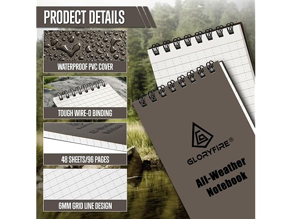 GLORYFIRE 10pk Waterproof Notepad 3x5
