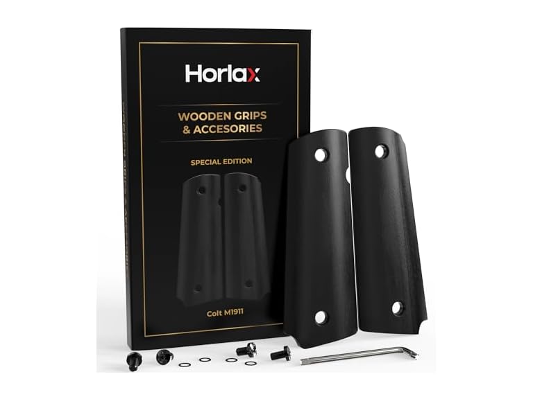 Horlax 1911 Wood Grips, Full Size, Black