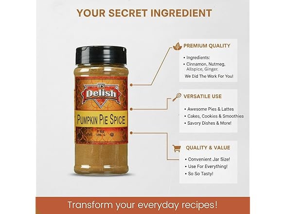 Pumpkin Pie Spice by Its Delish, 7 Oz. Jar