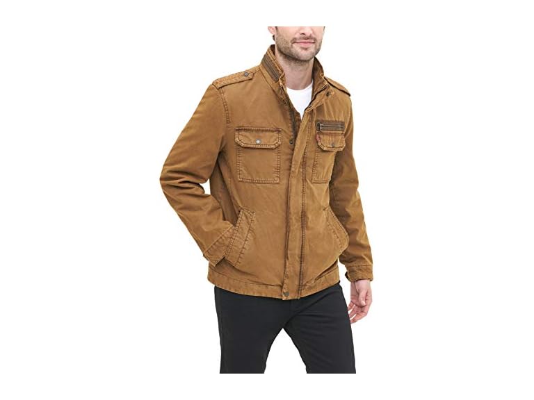 Levi's mens Washed Military Cotton Lightweight Jacket, Worker Brown, X-Large US