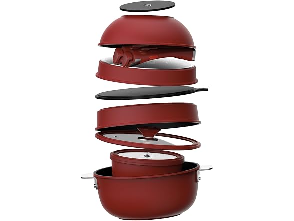 Bergner 11-Piece Non-Stick Cookware Set Red