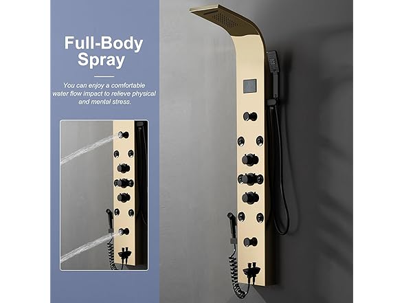 BWE Shower Panel Tower 304 Stainless Steel with 6 Body Jets