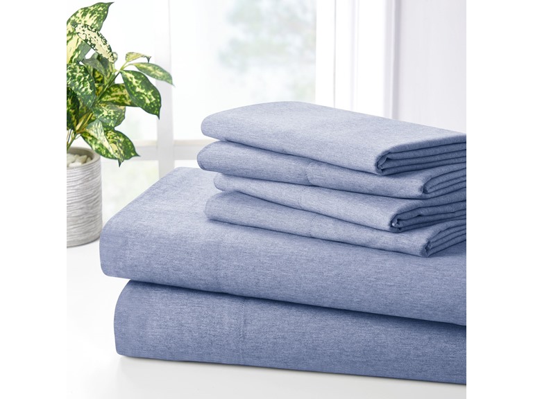 Bibb Home 1832 Twin Bamboo 2000 Count 6 Piece Chambray Sh