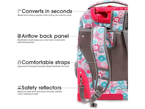 J World New York Rolling Backpack, Blue Raspberry