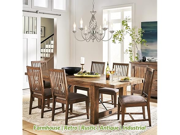 VerRon 6-Light Farmhouse Chandelier, Brushed Nickel