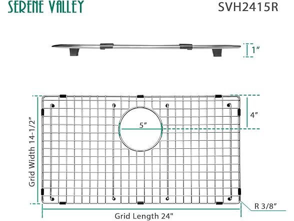 Serene Valley Sink Bottom Grid 24" X 14-1/2", SVH2415R