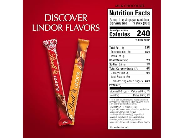 Lindt LINDOR Milk Choc Truffle Bar 24pk