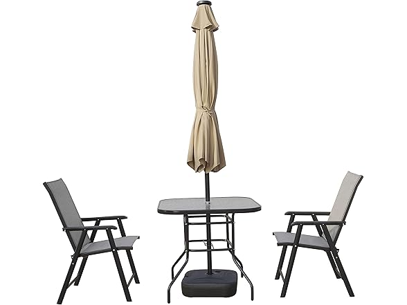 9' Outdoor Crank & Tilt Umbrella w/ LEDs