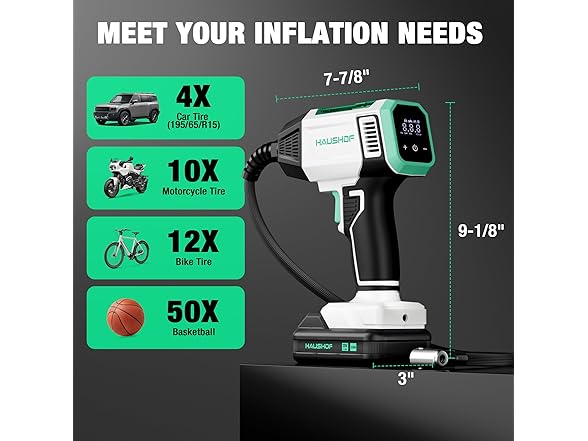 HAUSHOF 20V Tire Inflator