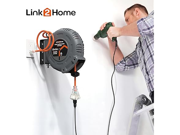 Link2Home 50 Ft. Retractable Extension Cord Reel