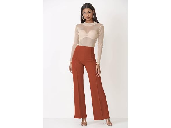 Cemi Ceri Women (M) High Waist Wide Pants Mahogany