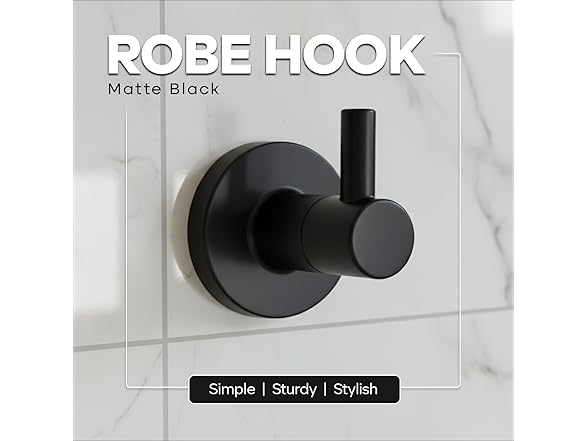 Robe Hook Matte Black Wall Mount