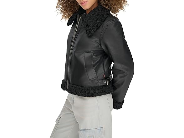Levis Womens Faux Shearling Aviator