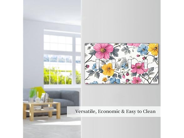 Floral Quad Toggle Switch Cover 4Gang