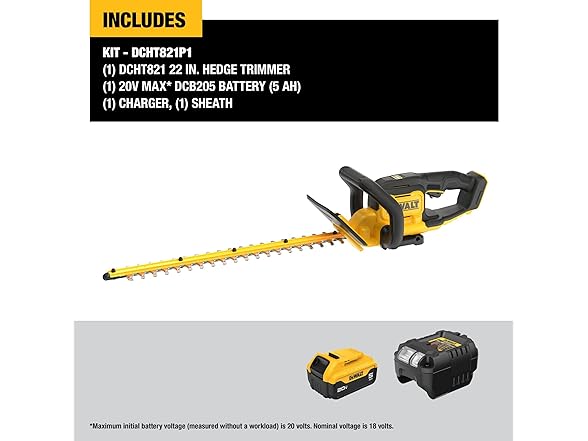 DEWALT DCHT821P1 20V MAX 22" Hedge Trimmer Kit