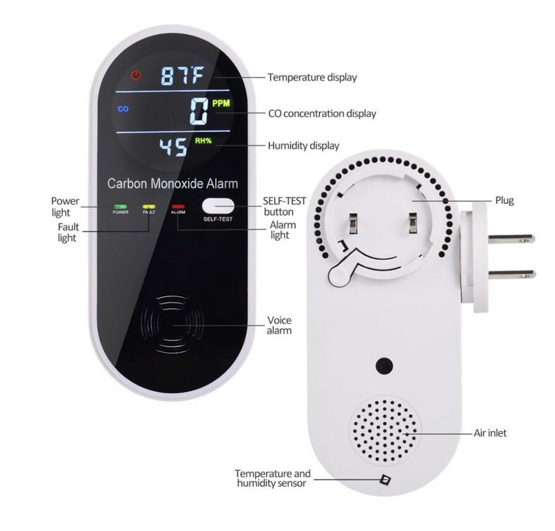 3-in-1 Carbon Monoxide w/Temp & Humidity Detector - Gallery 9