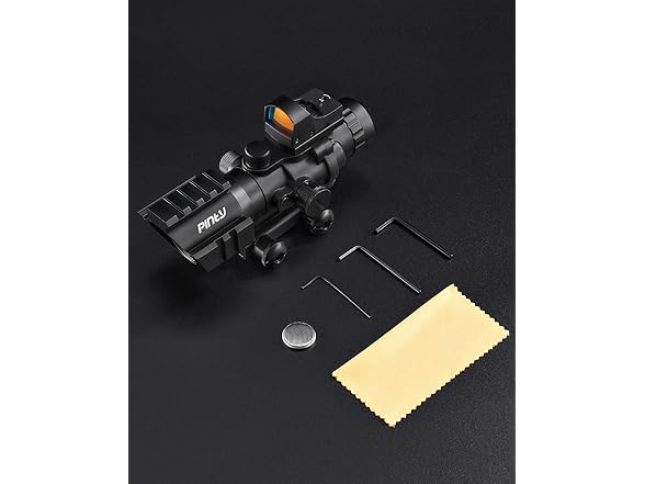 PINTY 4x32 Rifle Scope with Red Dot Sight Combo