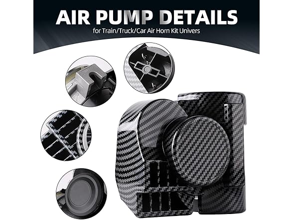 Motorcycle Air Horn Kit 12V 150db (Carbon Fibre)