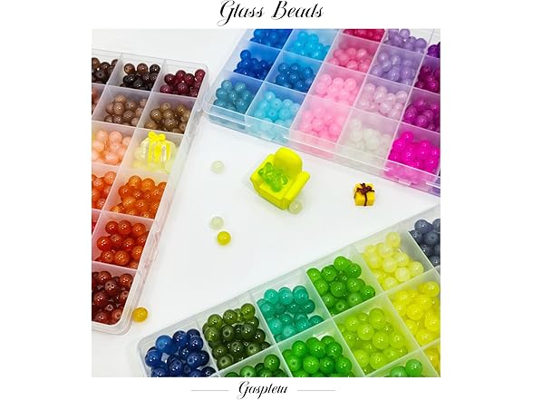 Gaspletu 1800PCS 8mm Glass Beads