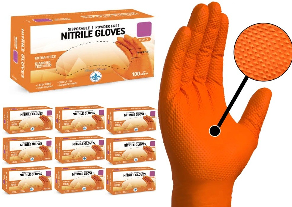 Royalty Premier 8 Mil 1000pcs Orange Nitrile Gloves - Gallery 6