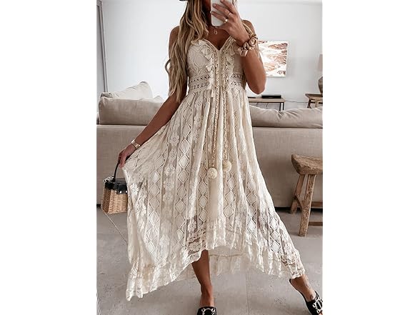 Fabumily Women (M) Summer V Neck Spaghetti Dress