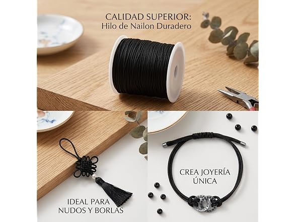 Nylon Chinese Knot Cord 100M x 0.8mm Black - Gallery 4