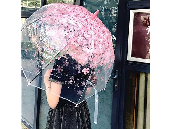 Stick Umbrella, Cherry Blossoms Transparent