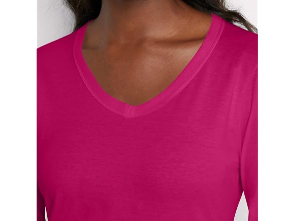 Hanes Women (M) Long Sleeve Cotton V-neck T-shirt