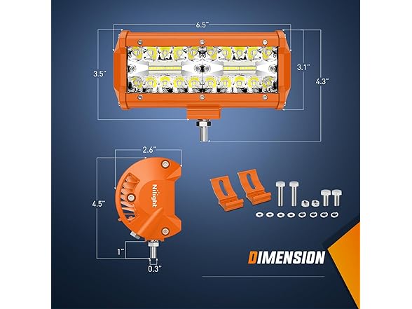 Nilight LED Light Bar 2PC 6.5Inch 120W Flood Spot Combo