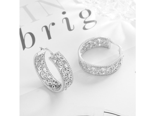 Filigree Flower Hoop Earrings