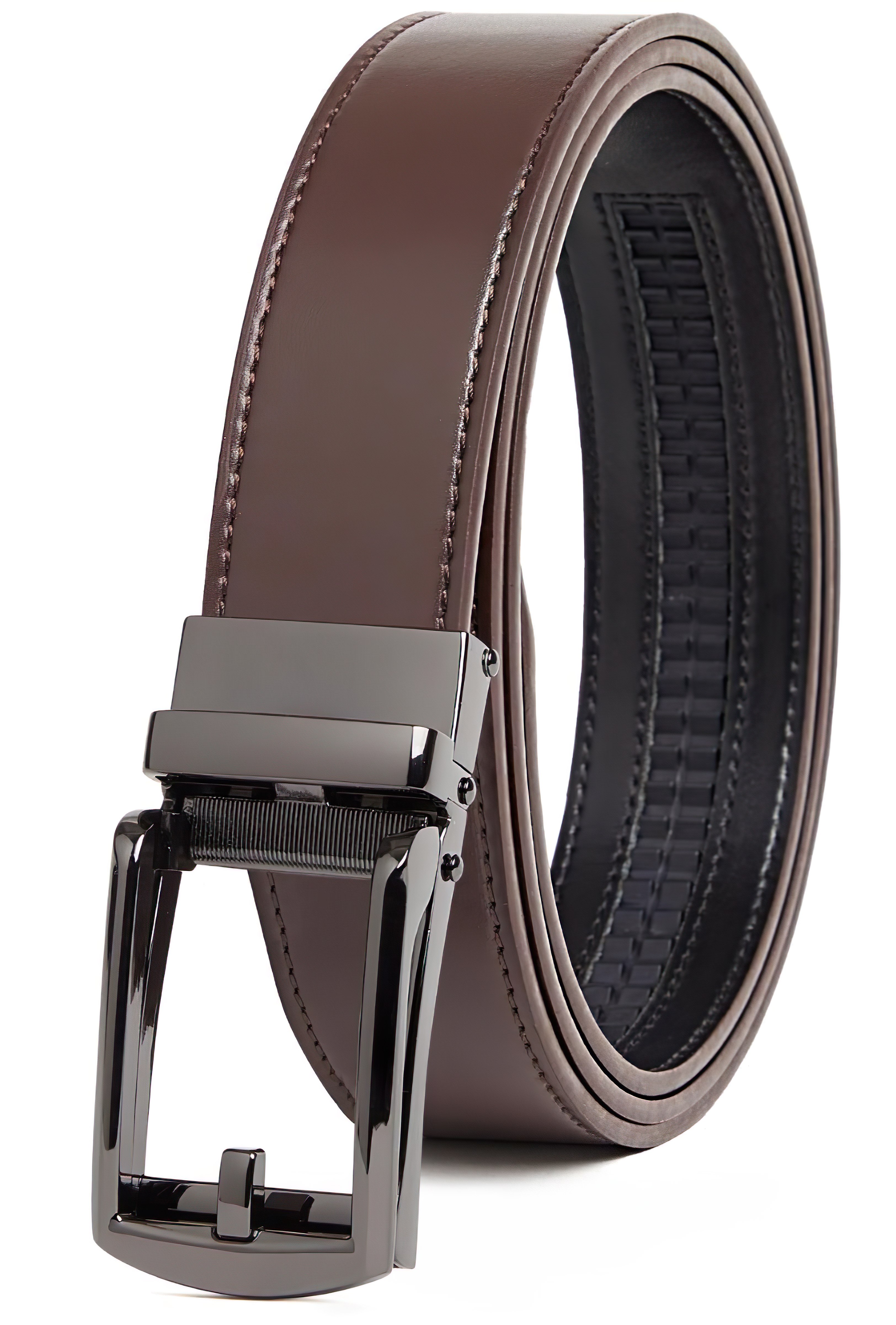 Carlo Fellini Mens Leather Ratchet Belt - Gallery 38