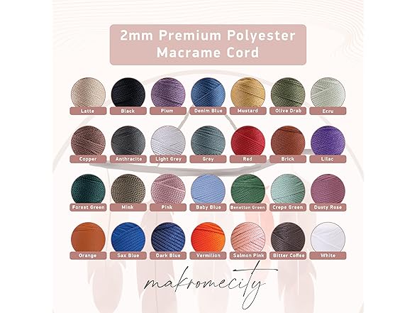 Makromecity Polyester Macrame Cord 2mm x 250 yards Olive