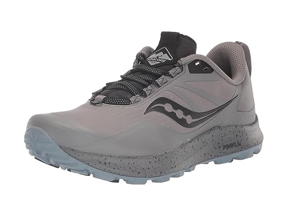 Saucony Women's Peregrine Ice+ 3 Sneaker, Gravel/Black, 7