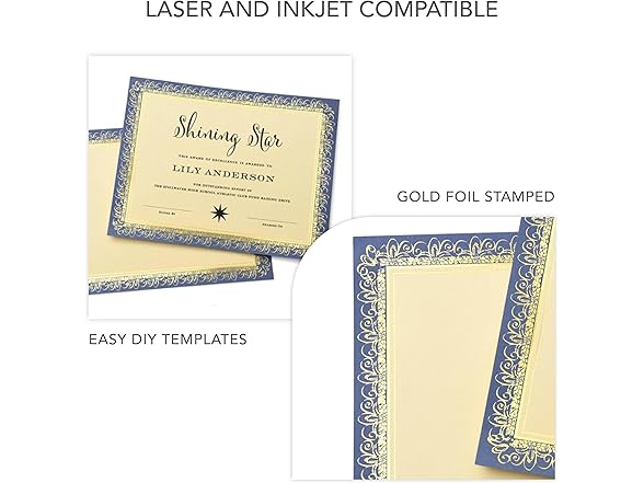 Gartner Studios Blue and Gold Foil Certificate Paper