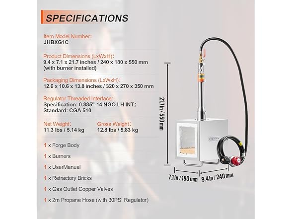 VEVOR Portable Single Burner Propane Forge