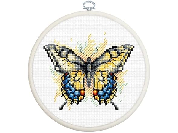 Luca-S Cross Stitch Kit with Hoop Butterfly
