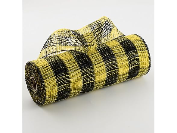 Small Check Faux Jute Deco Mesh, Emerald,